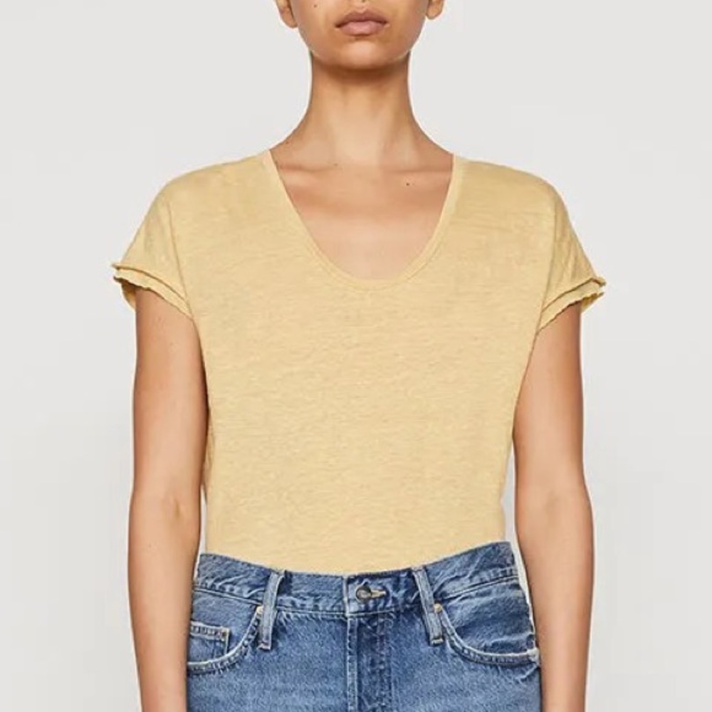 FRAME Easy Scoop Tee in Cornsilk